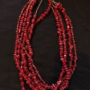 Coral Seed bead necklace